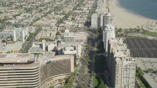 4.8K aerial stock footage of office buildings on Ocean Boulevard in Downtown Long Beach, California Aerial Stock Footage | AX68_058