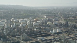 4.8K aerial stock footage of the Los Angeles Refinery Wilmington Plant in San Pedro, California Aerial Stock Footage | AX68_171