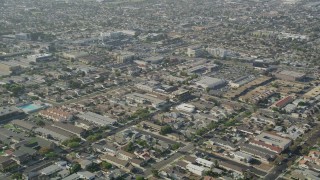 4.8K aerial stock footage fly over apartment buildings and suburban homes in Gardena, California Aerial Stock Footage | AX68_186