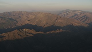 4K aerial stock footage Tall mountains at sunrise, Los Padres National Forest, California Aerial Stock Footage | AX70_015