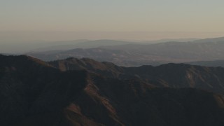 4K aerial stock footage A mountain ridge at sunrise, Los Padres National Forest, California Aerial Stock Footage | AX70_016