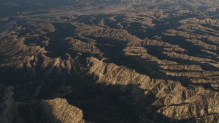 4K aerial stock footage Mountain ridge in the Los Padres National Forest at sunrise, California Aerial Stock Footage | AX70_018