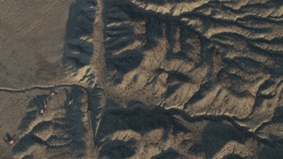 4K aerial stock footage A bird's eye view of the San Andreas Fault in Southern California, at sunrise Aerial Stock Footage | AX70_050