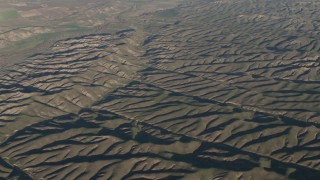 4K aerial stock footage Fly over desert hills in San Luis Obispo County, California Aerial Stock Footage | AX70_071