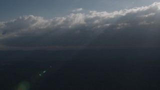 4K aerial stock footage Flyby godrays from the clouds over San Luis Obispo County, California Aerial Stock Footage | AX70_078