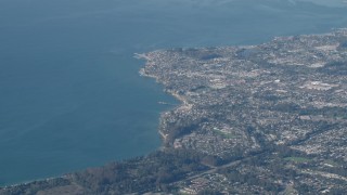 4K aerial stock footage Flying by the coastal city of Santa Cruz, California Aerial Stock Footage | AX70_087