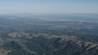 AX70_088 - 4K aerial stock footage San Francisco Bay seen from the Santa Cruz Mountains, California