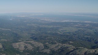 4K aerial stock footage San Francisco Bay viewed from the Santa Cruz Mountains, California Aerial Stock Footage | AX70_090