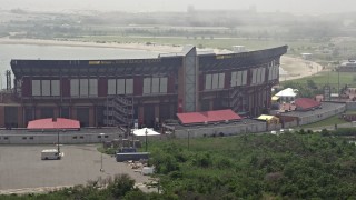 5.1K aerial stock footage approaching Jones Beach Theater, Wantagh, Long Island, New York Aerial Stock Footage | AX71_010