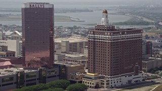 5.1K aerial stock footage of Claridge Atlantic City hotel in New Jersey Aerial Stock Footage | AX71_196