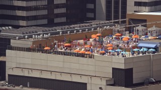 AX71_200 - 5.1K aerial stock footage of the pool on the roof of Tropicana Atlantic City in New Jersey