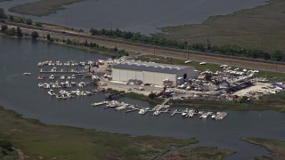 5.1K aerial stock footage of Pier47 Marina in Wildwood, New Jersey Aerial Stock Footage | AX71_263