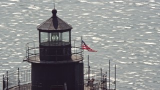 5.1K aerial stock footage orbiting the top of the Delaware Breakwater East End Light Aerial Stock Footage | AX72_030