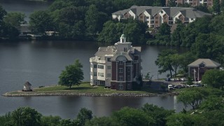 5.1K aerial stock footage of Compass Pointe office building in Dover, Delaware Aerial Stock Footage | AX72_071