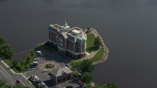 5.1K aerial stock footage orbiting the Compass Pointe office building in Dover, Delaware Aerial Stock Footage | AX72_074