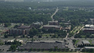 AX72_080 - 5.1K aerial stock footage of Delaware State University campus in Dover