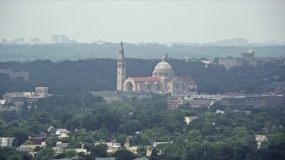 4.8K aerial stock footage of Basilica of the National Shrine of the Immaculate Conception in Washington DC Aerial Stock Footage | AX74_050E