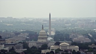 AX74_055 - 4.8K aerial stock footage of the United States Capitol and the National Mall in Washington DC