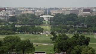 AX74_094E - 4.8K aerial stock footage of the The White House and Washington Monument in Washington DC