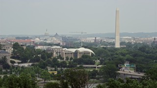 4.8K aerial stock footage of the United States Capitol, United States Institute of Peace, and the Washington Monument in Washington DC Aerial Stock Footage | AX74_107