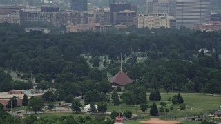 4.8K aerial stock footage of graves and monuments at Arlington National Cemetery, Washington DC Aerial Stock Footage | AX74_120