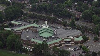 AX74_129 - 4.8K aerial stock footage of Immanuel Christian School in Springfield, Virginia