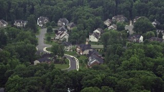 4.8K aerial stock footage of large, upscale homes on quiet streets in Springfield, Virginia Aerial Stock Footage | AX74_130