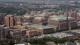 4.8K aerial stock footage of government offices by United States Patent and Trademark Office in Alexandria, Virginia Aerial Stock Footage | AX75_035E