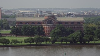 4.8K aerial stock footage of Roosevelt Hall, home to the National War College in Washington DC Aerial Stock Footage | AX75_049