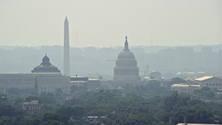 AX75_064 - 4.8K aerial stock footage of Washington Monument behind Capitol Building and the Supreme Court in Washington DC