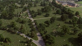 4.8K aerial stock footage of rows of graves at Arlington National Cemetery in Washington DC Aerial Stock Footage | AX75_138