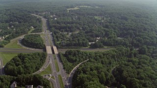 4.8K aerial stock footage of radio towers beside the Ox Road and Fairfax County Parkway crossing in Fairfax Station, Virginia Aerial Stock Footage | AX75_164