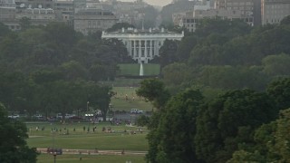 4.8K aerial stock footage flying by The White House, Washington D.C., sunset Aerial Stock Footage | AX76_062