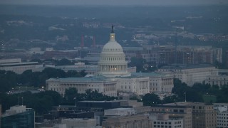 4.8K aerial stock footage of the United States Capitol in Washington, D.C., twilight Aerial Stock Footage | AX76_160