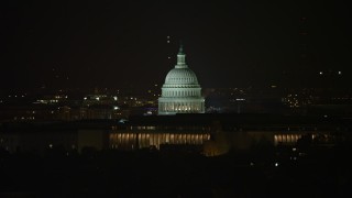 4.8K aerial stock footage of the United States Capitol in Washington, D.C., night Aerial Stock Footage | AX77_026E