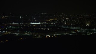 4.8K aerial stock footage of the Pentagon in Washington, D.C., at night Aerial Stock Footage | AX77_072