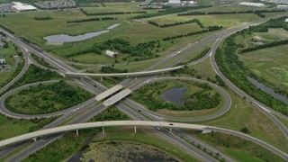 4.8K aerial stock footage of the interchange between Prince William Parkway and Nokeville Road, Manassas, Virginia Aerial Stock Footage | AX78_001E