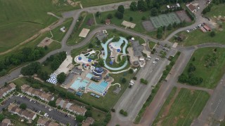 AX78_012 - 4.8K aerial stock footage of a bird's eye view of Splash Down Waterpark, Manassas, Virginia