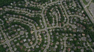 4.8K aerial stock footage of a bird's eye view of Union Mill Elementary School, suburban homes, Clifton, Virginia Aerial Stock Footage | AX78_018E