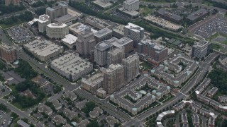 4.8K aerial stock footage of the Reston Town Center apartment and office complex, Reston, Virginia Aerial Stock Footage | AX78_031E