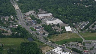 4.8K aerial stock footage of a shopping center by Frederick Avenue in Gaithersburg, Maryland Aerial Stock Footage | AX78_042E