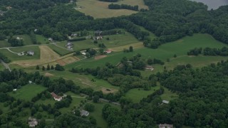 4.8K aerial stock footage of rural homes in Brookeville, Maryland Aerial Stock Footage | AX78_055E