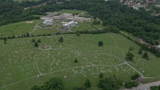 4.8K aerial stock footage of Mount Olivet Cemetery and The SEED School of Maryland in Baltimore Aerial Stock Footage | AX78_083