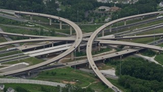 4.8K aerial stock footage of light traffic on Interstate 95 and 695 interchange east of the city, Baltimore, Maryland Aerial Stock Footage | AX78_126