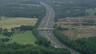 4.8K aerial stock footage approaching Interstate 95 with light traffic in Perry Hall, Maryland Aerial Stock Footage | AX78_135