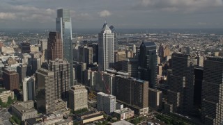 4.8K aerial stock footage Downtown Philadephia skyscrapers, Pennsylvania Aerial Stock Footage | AX79_018