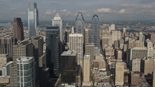 4.8K aerial stock footage of Downtown Philadelphia's tallest skyscrapers, Pennsylvania Aerial Stock Footage | AX79_019