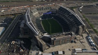 AX79_079 - 4.8K aerial stock footage tilting to a bird's eye view of Lincoln Financial Field, Philadelphia, Pennsylvania