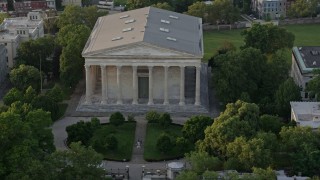 4.8K aerial stock footage of Girard College campus building in North Philadelphia, Pennsylvania, Sunset Aerial Stock Footage | AX80_069