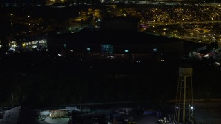 AX81_086 - 4.8K aerial stock footage of a music concert at BB&T Pavilion, Camden, New Jersey Night